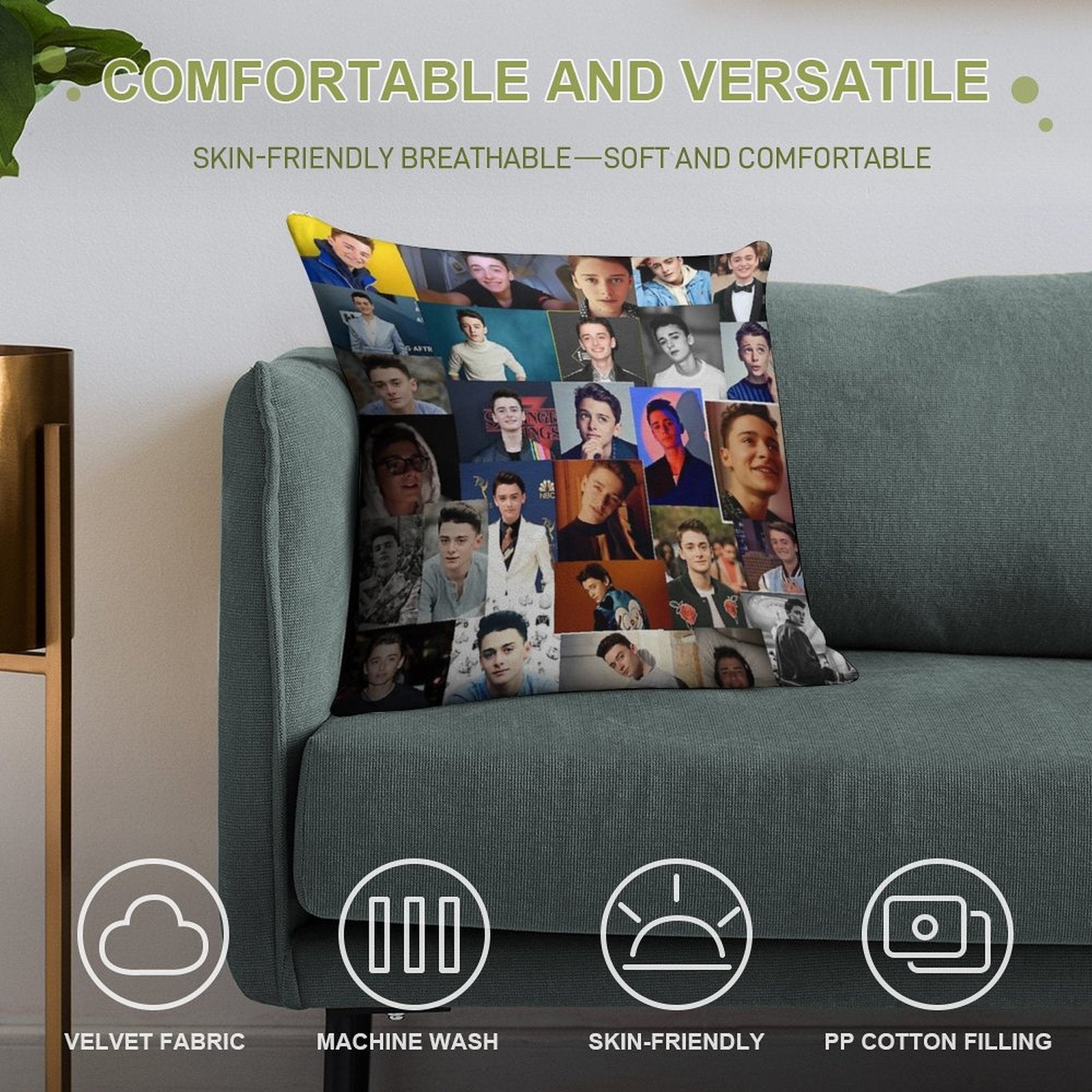 Noah Schnapp Soft Home Decor Throw Pillow