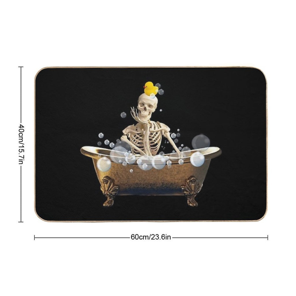 Skeleton Relaxing in The Bath  Odorless Bath Mat