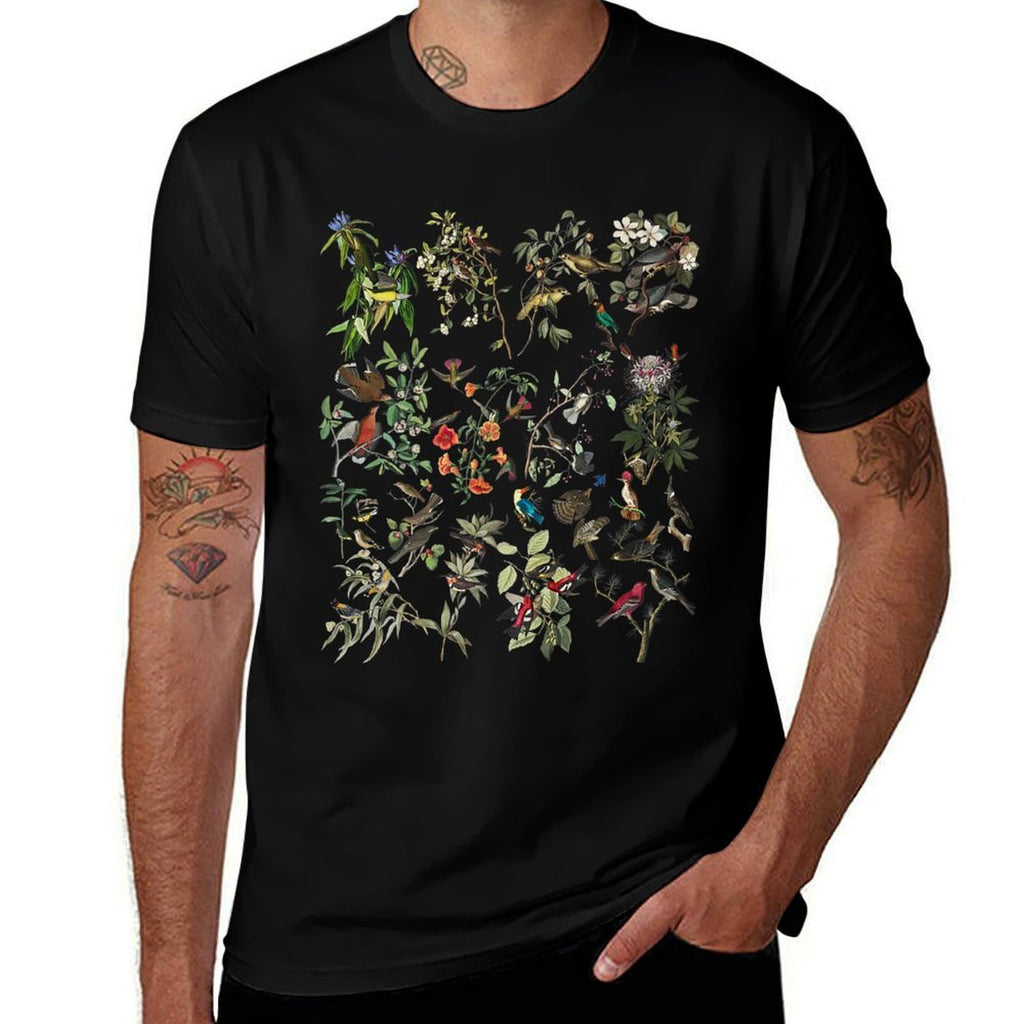 Birds Trees Nature Birding Botanical Vintage Bird Art Print Premium  Odor-resistant T-Shirt