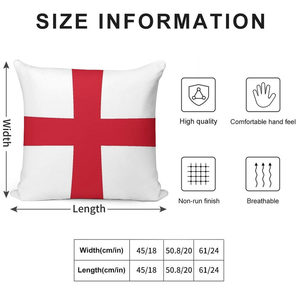 Flag of England (St. George's Cross) Soft Easy Maintenance Throw Pillow