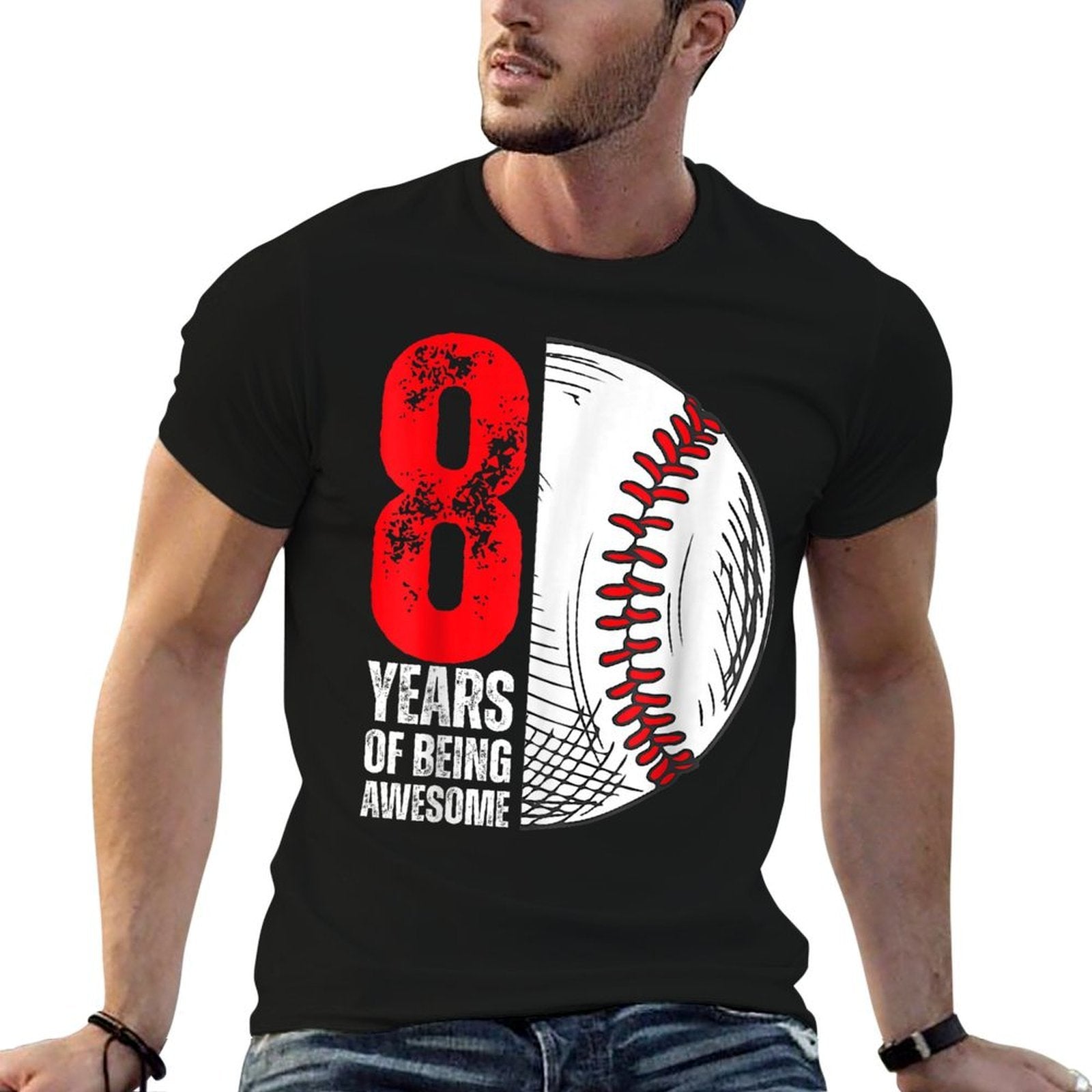 8 Year Old Baseball 8th Birthday Baseball Player  Easy-care T-Shirt