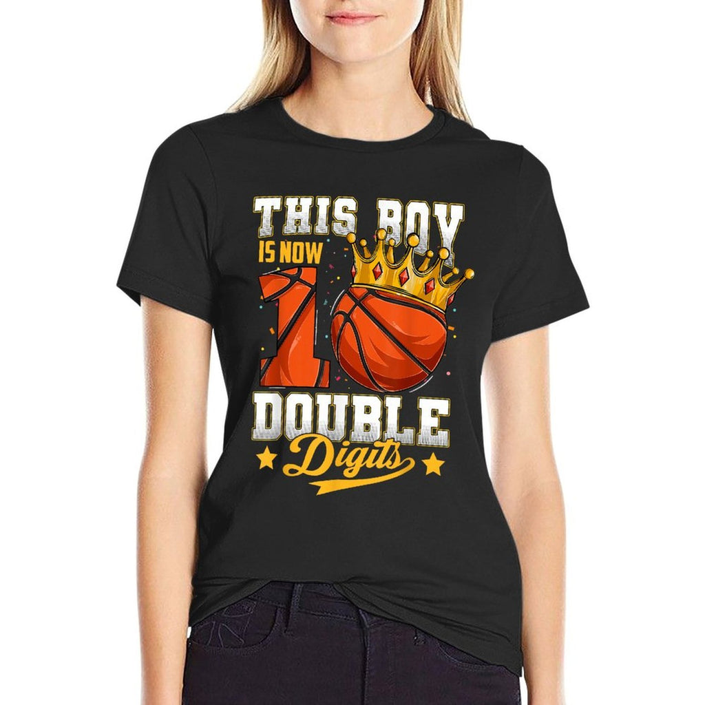 This Boy Double Digits Ten Basketball 10 Year Old Birthday  Polyester Blend T-Shirt