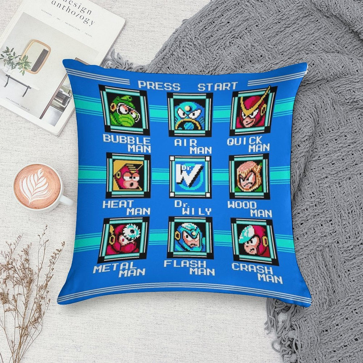 Megaman 2 Stage Select Soft Multiple Sizes Throw Pillow