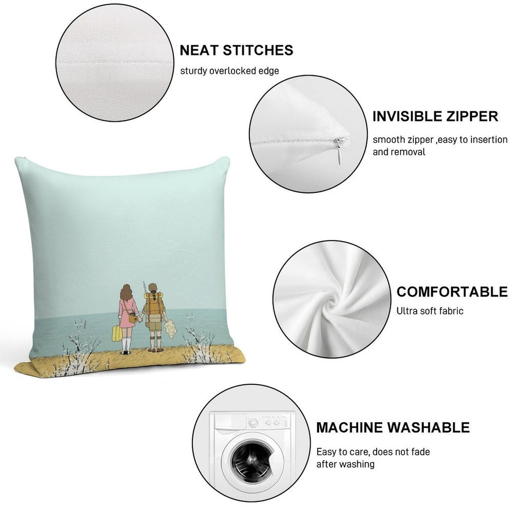 Wes Anderson Movie Soft Bedroom Essential Throw Pillow