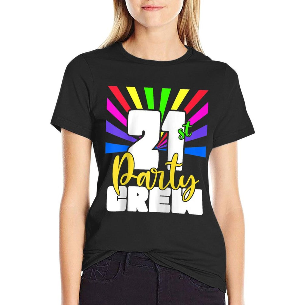 21st Party Crew Funny Birthday Squad 21 Year Old Birthday Raglan Baseball  Heathered Texture T-Shirt
