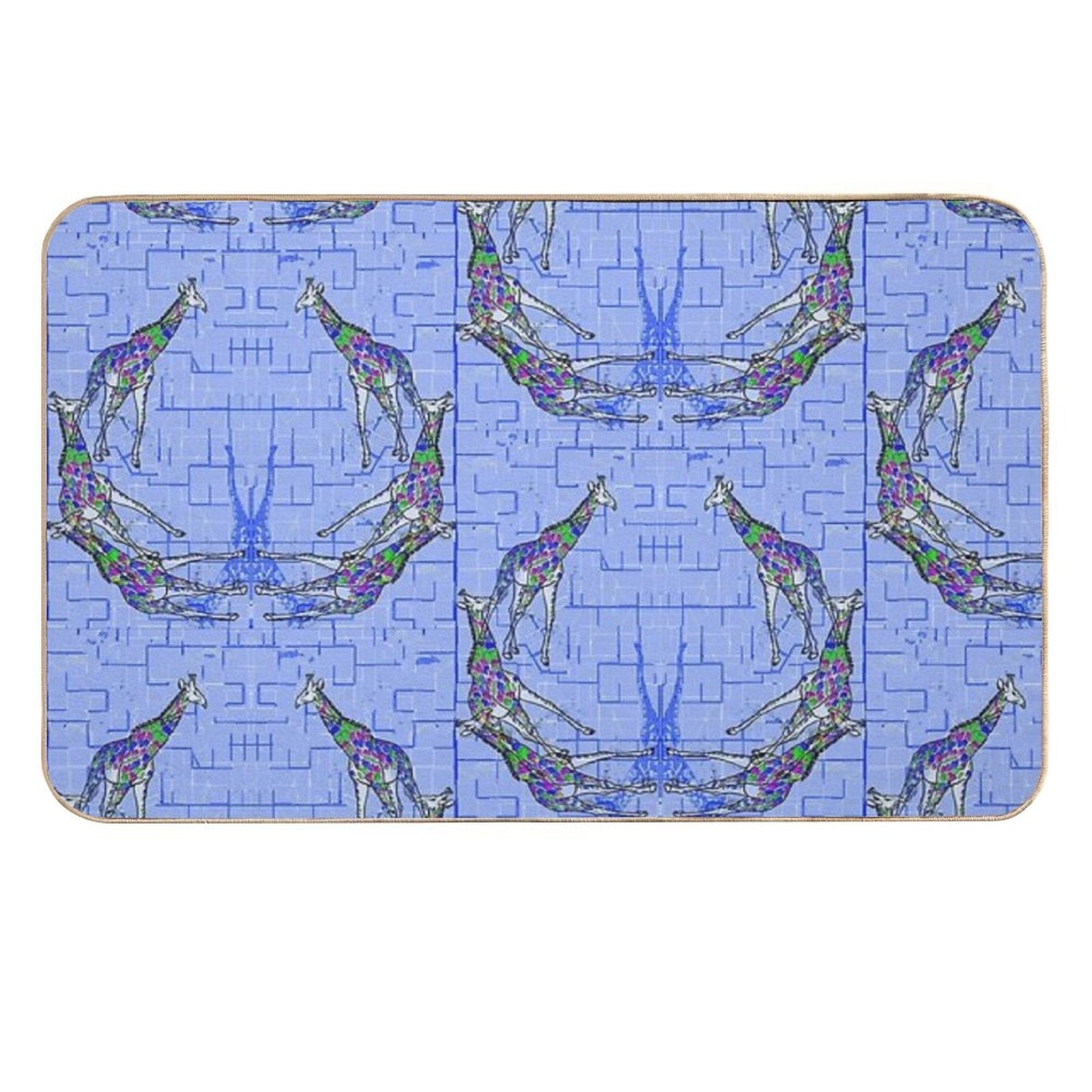 Blue Giraffes Durable Bath Mat