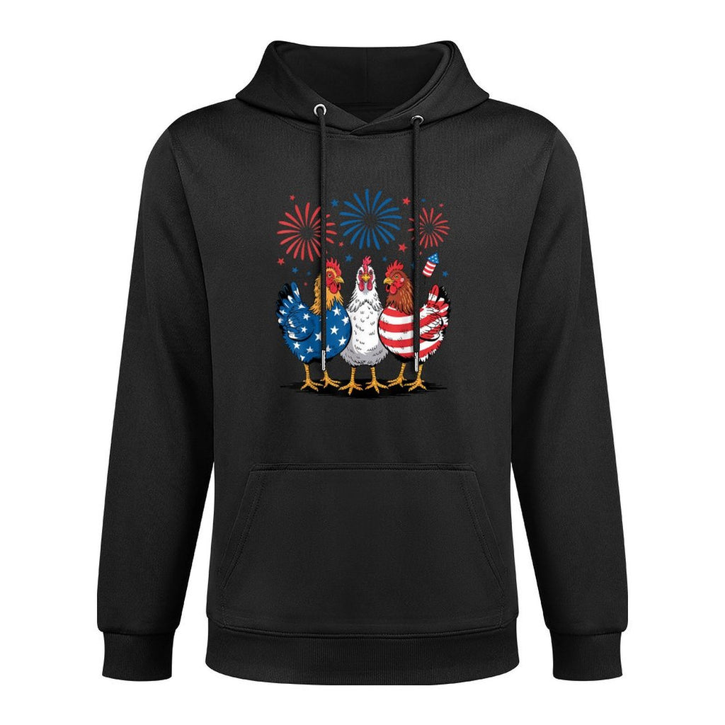 Funny Patriotic Chickens USA 4th of July Chicken Lover Breathable Fabric Hoodie