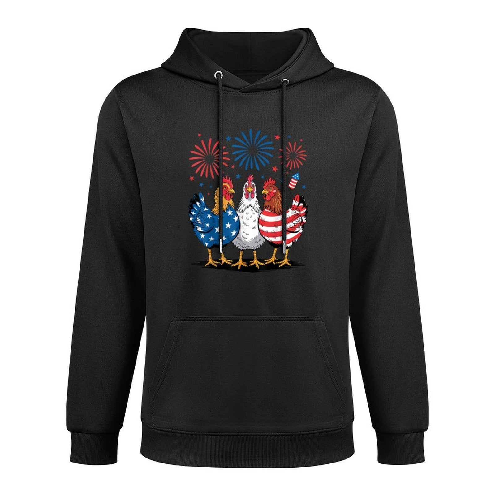 Funny Patriotic Chickens USA 4th of July Chicken Lover Breathable Fabric Hoodie