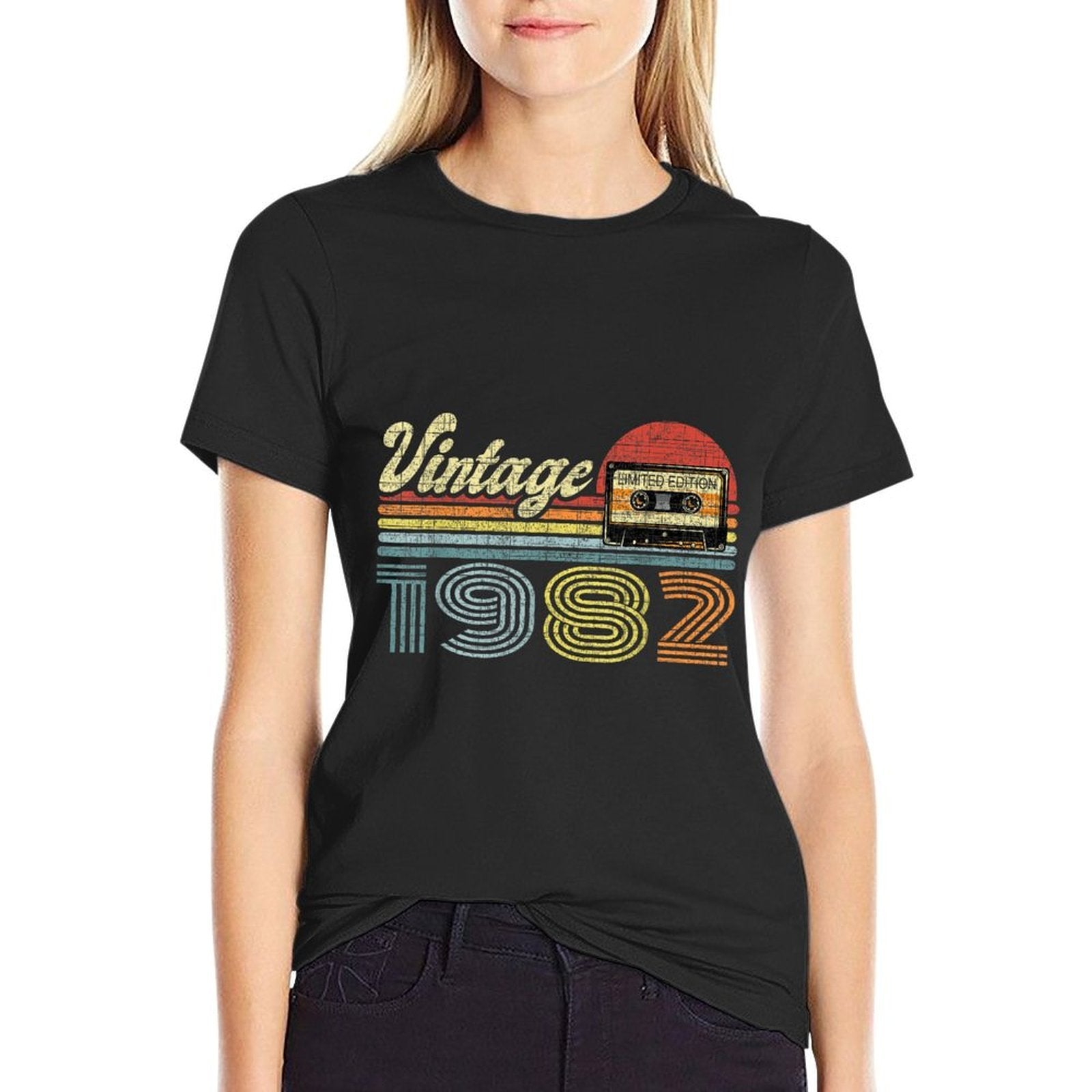 Retro Audio Cassette Vintage Since 1982 40th Birthday  Heathered Texture T-Shirt