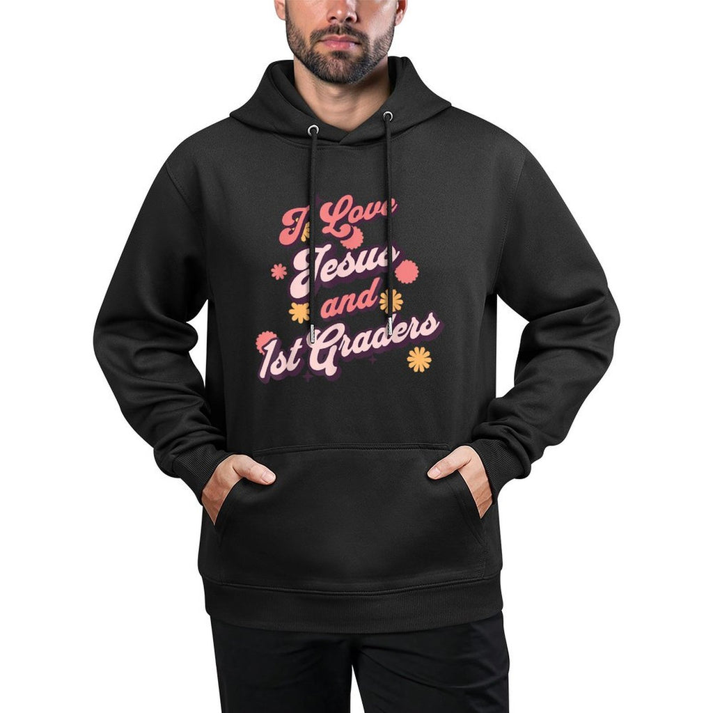 Christian Teacher I Love Jesus And 1st Grade Religious Woman Shrink-Resistant Hoodie