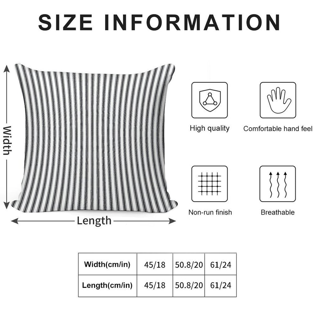 Old Fashioned Ticking Stripes Black And White Soft Shrink-Resistant Throw Pillow