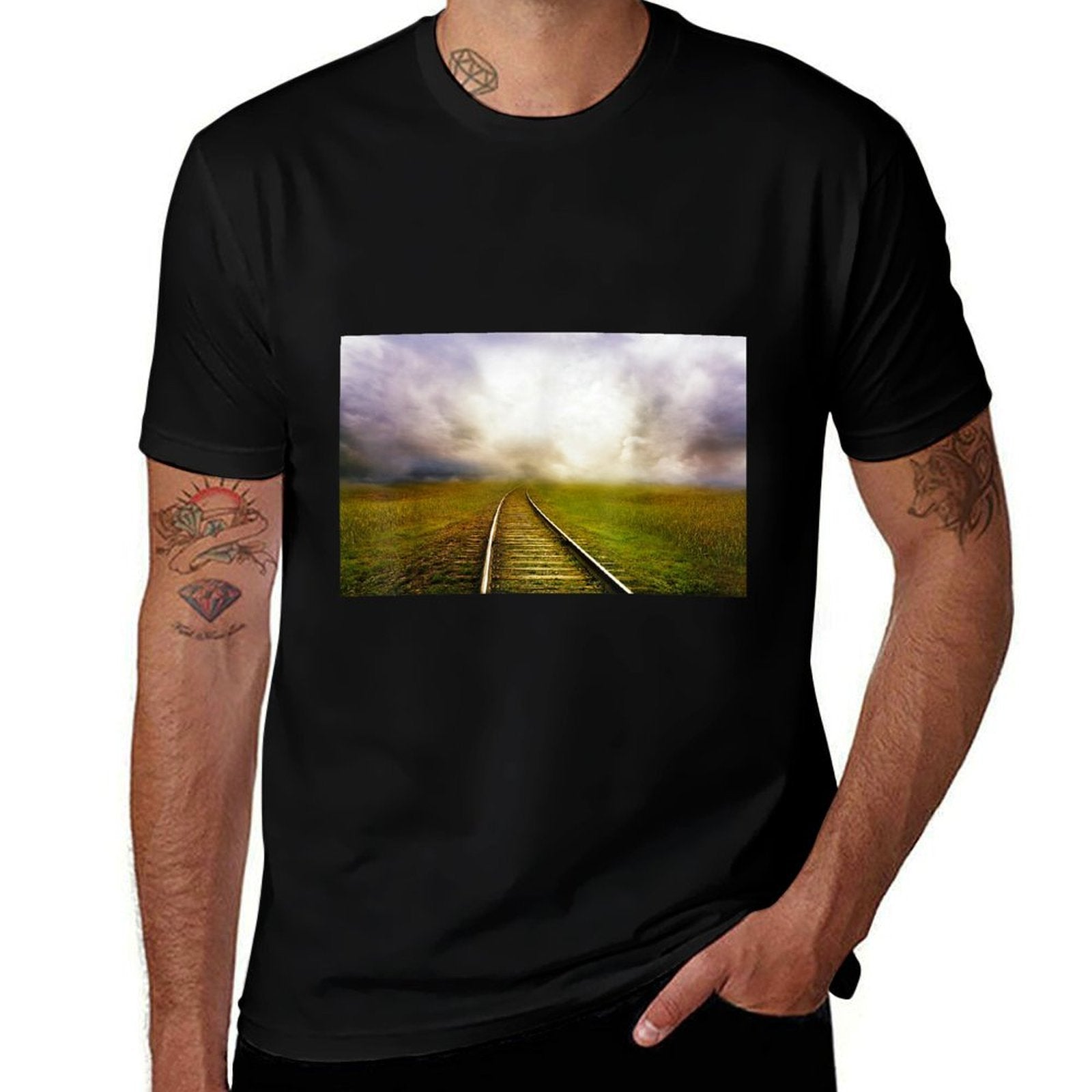 Railroad Landscape  Soft T-Shirt