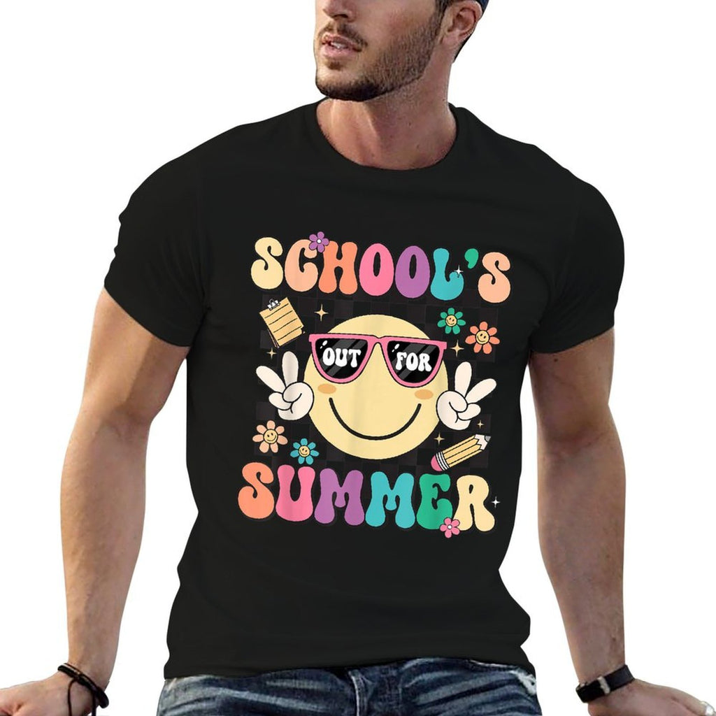 Last Day Of School Retro Schools Out For Summer Teacher Kids Comfortable T-Shirt