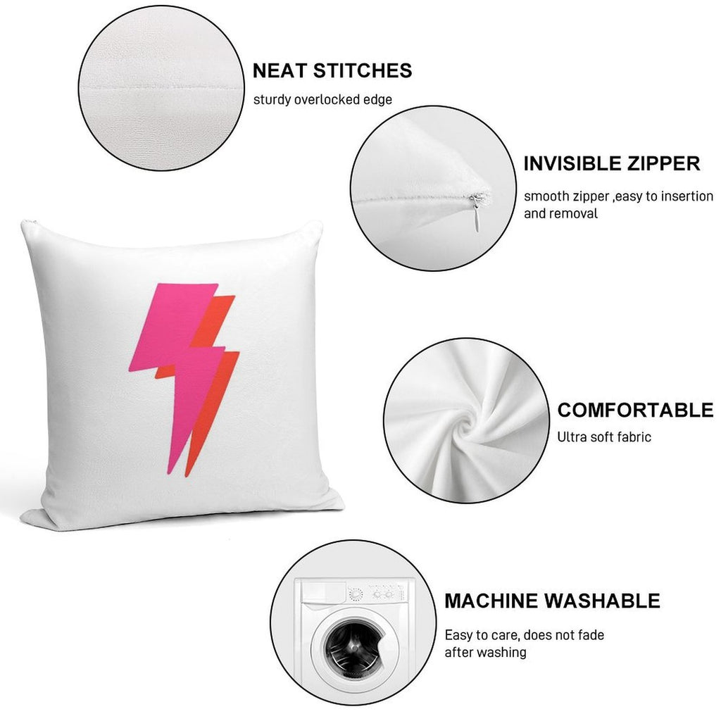 Neon Lightning Bolt Soft Anti-Pilling Throw Pillow
