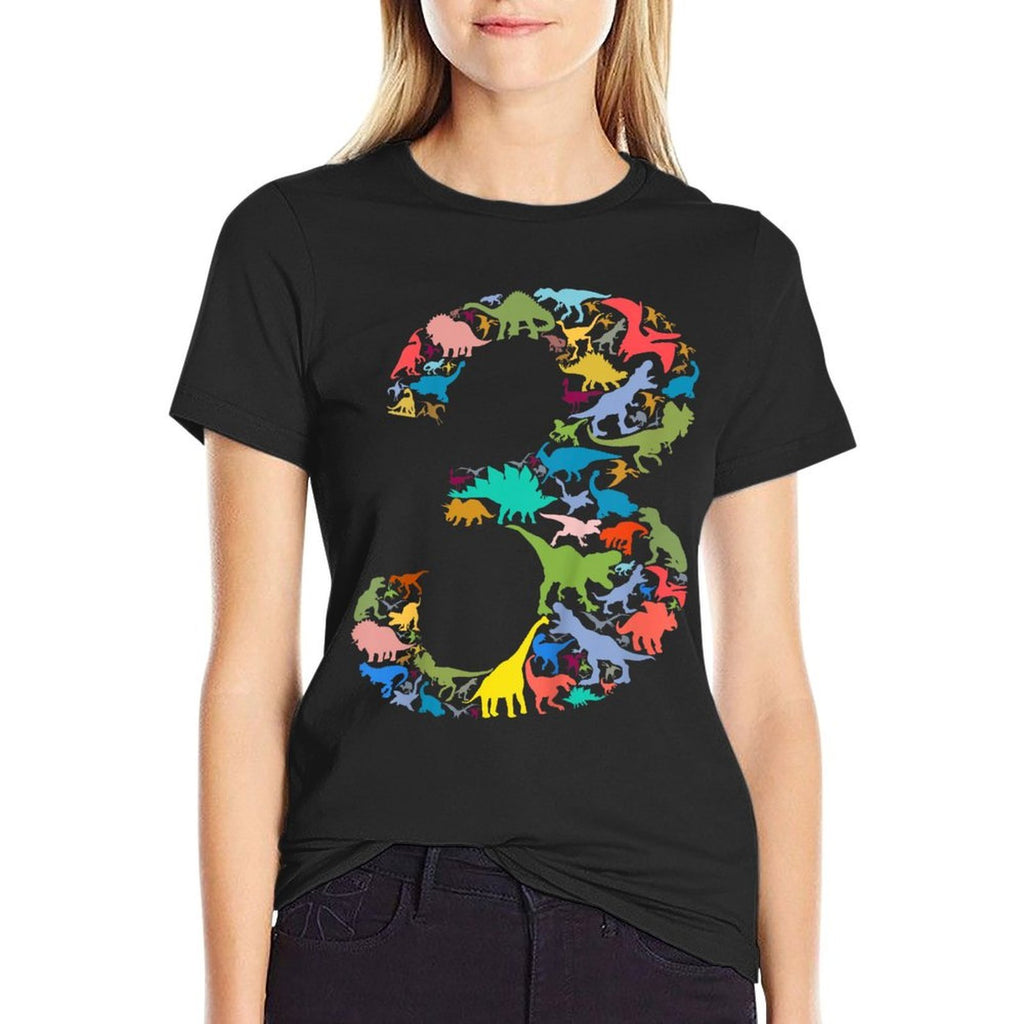 Kids Dinosaur 3rd Birthday Boy 3 Years T-Rex Party Rawr I'm 3  Slim-fit Cut T-Shirt