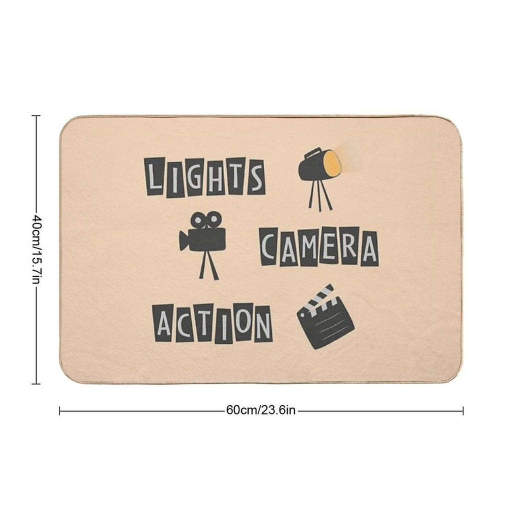 Lights Camera Action! Old Hollywood Movie  Easy To Clean Bath Mat