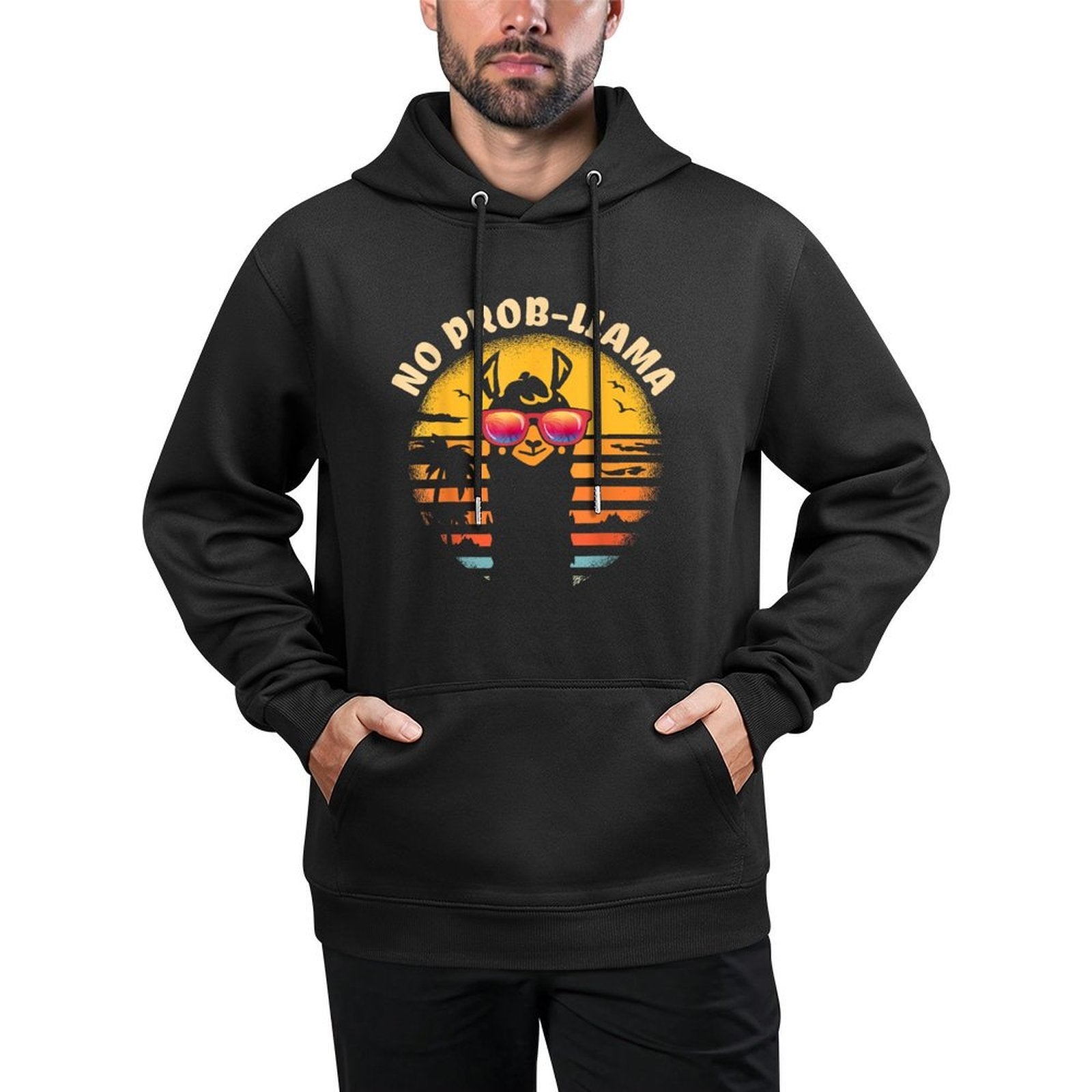 Retro NO PROB-LLAMA Gift - Vintage Llama Alpaca Gift Idea Medium-Weight Fabric Hoodie