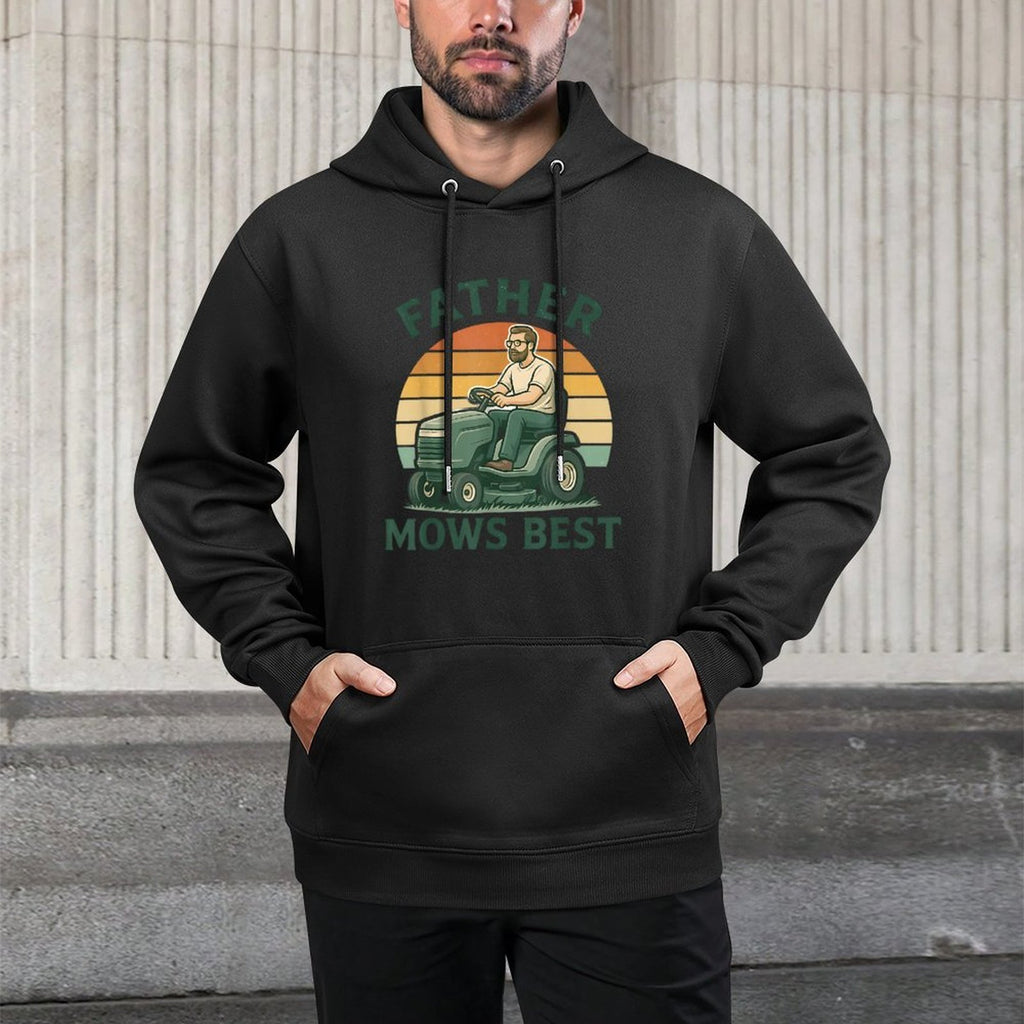 Father Mows Best Dad Fathers Day Funny Men Mowing Lawn Relaxed Fit Hoodie