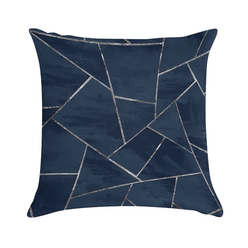 Midnight Navy Blue Ink Silver Geometric Glam #1 #geo #decor #art Soft Luxury Feel Throw Pillow