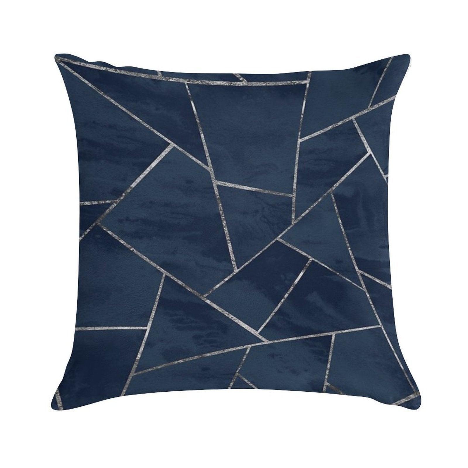 Midnight Navy Blue Ink Silver Geometric Glam #1 #geo #decor #art Soft Luxury Feel Throw Pillow