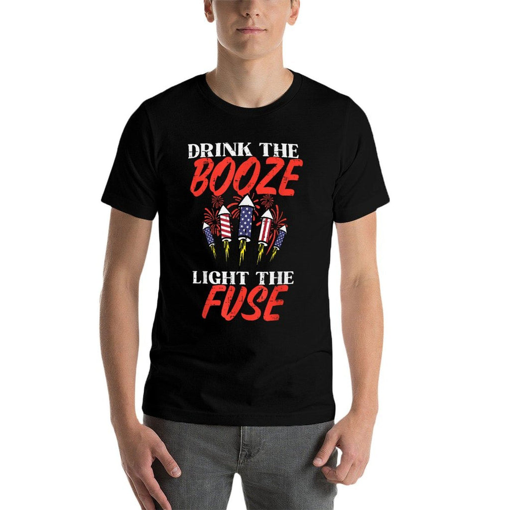 Light The Fuse Fireworks Funny Fourth 4th Of July Men Women  Fade-proof Color T-Shirt