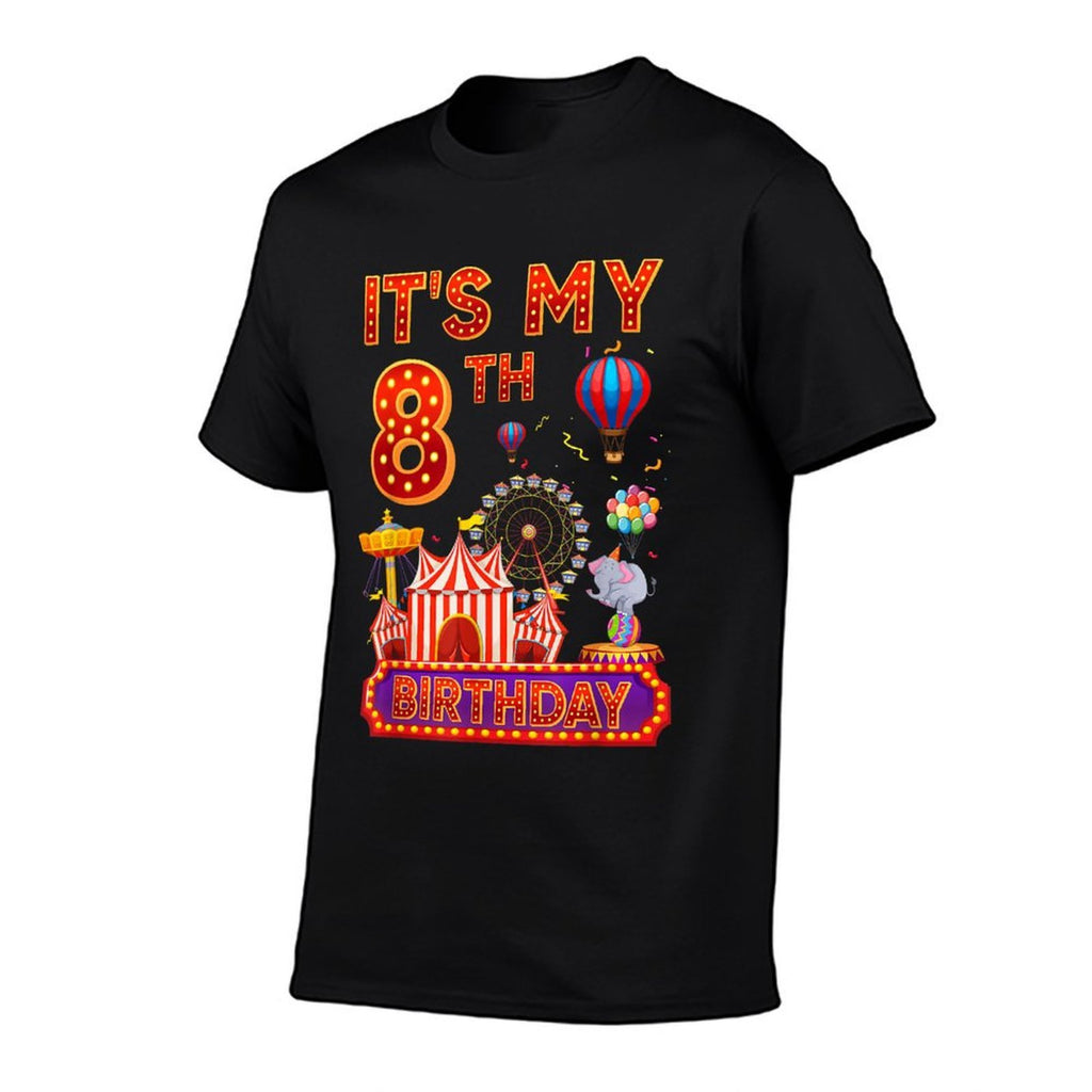 It's My 8th Birthday Circus Carnival Theme Party 8 Year Old  Vintage-inspired T-Shirt