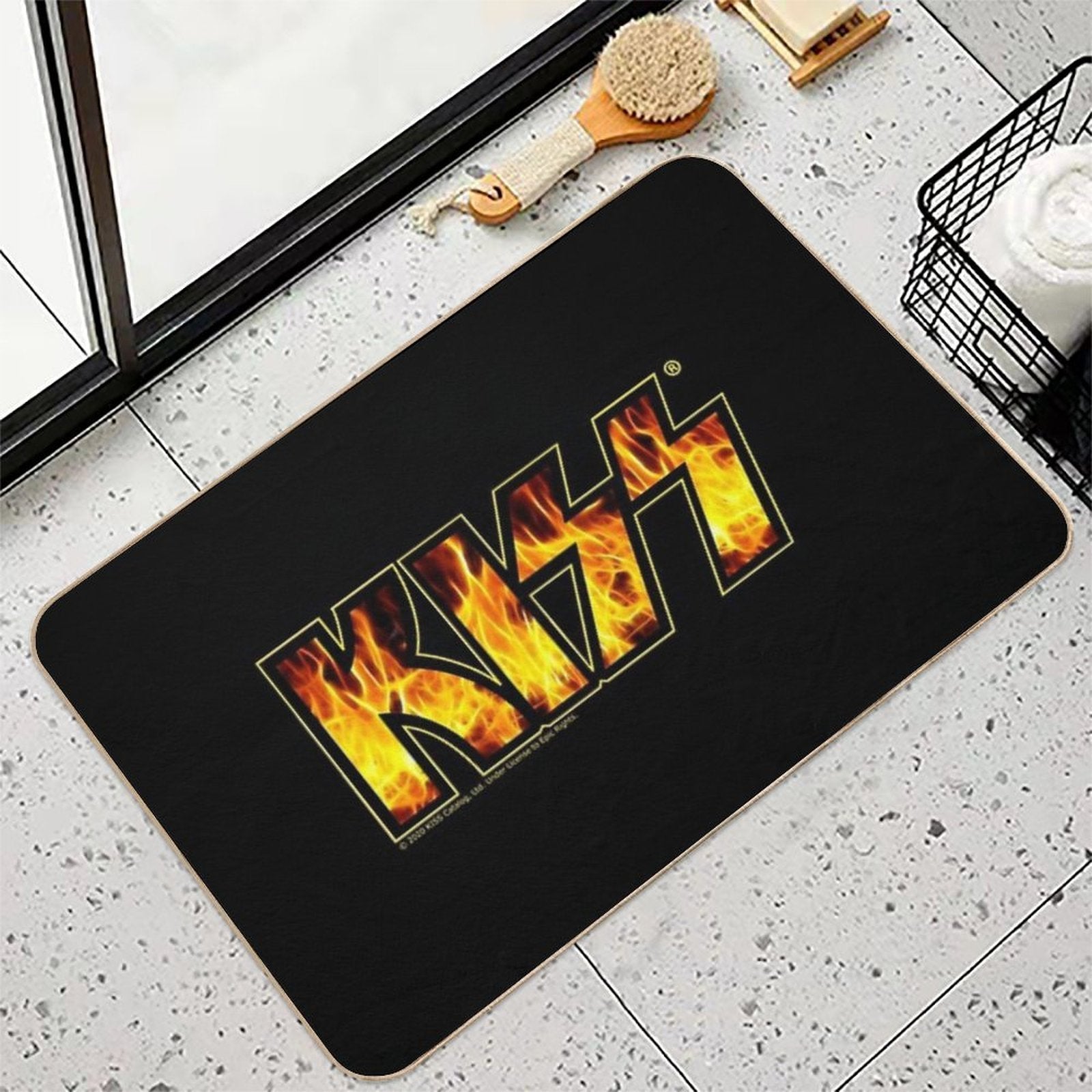 KISS Band Flames Logo Design  Non-Slip Bath Mat