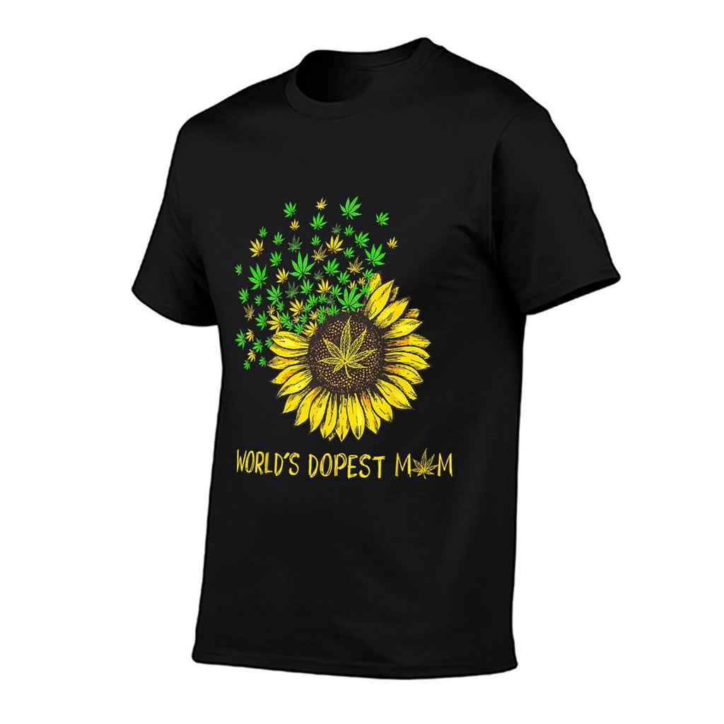World's Dopest Mom Sunflower Weed 420 Canabis  Soft T-Shirt