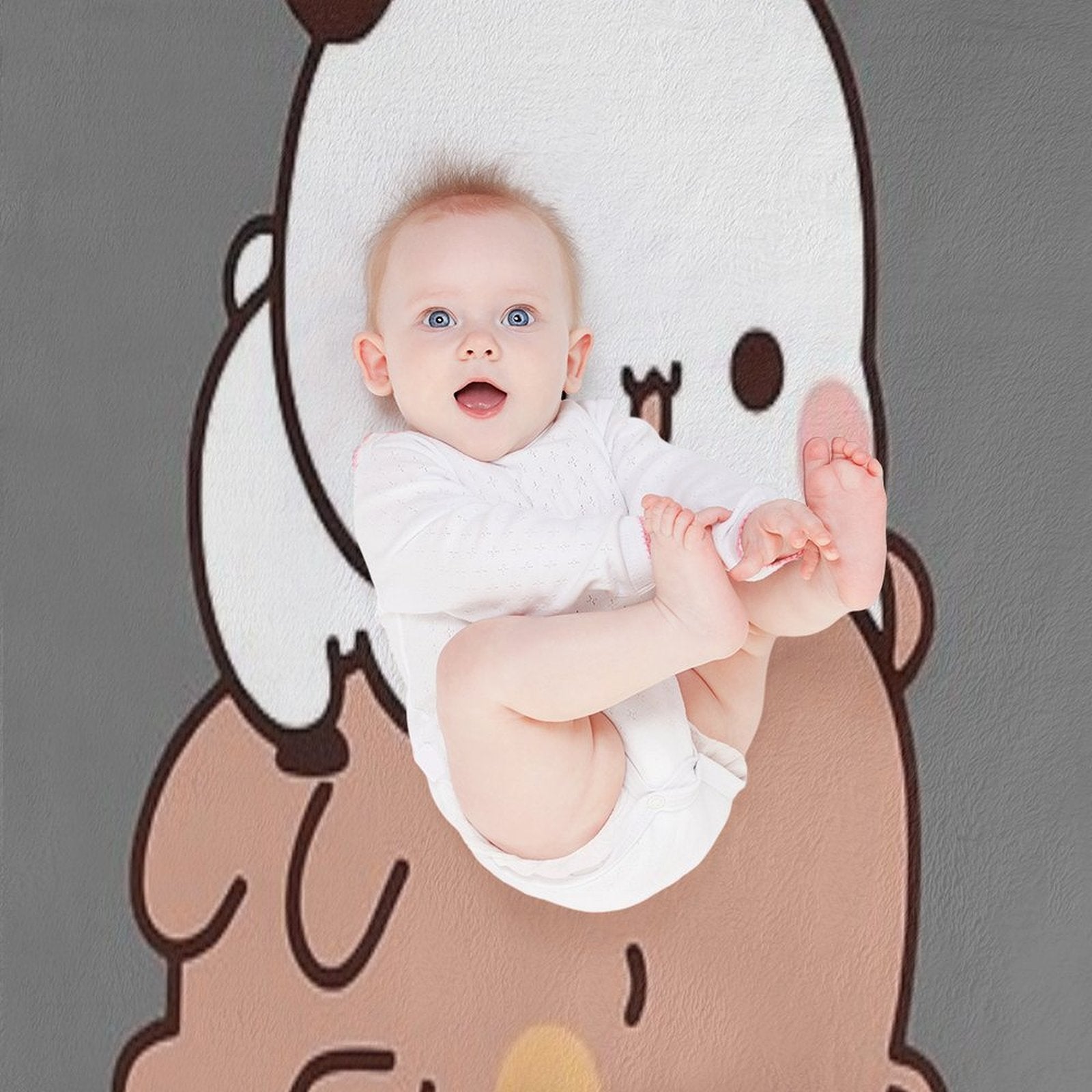 BuBu Panda And DuDu Bear Are Playing Together ❤️ Durable Throw Blanket