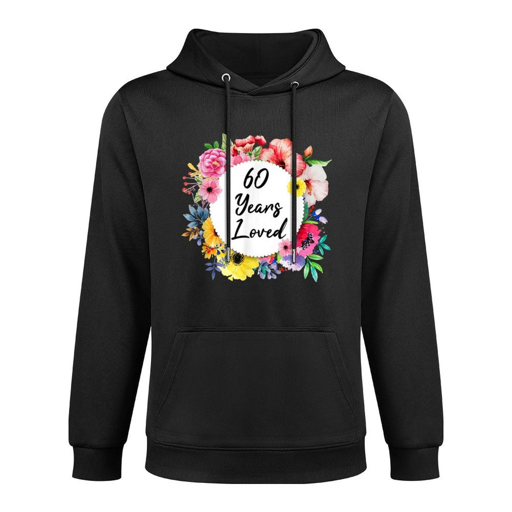 60 Years Loved, 60th Birthday Floral Adjustable Hood Hoodie
