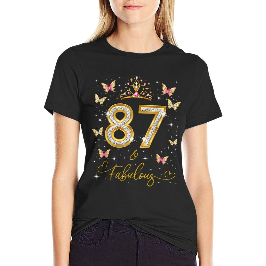 87 And Fabulous, 87 Years Old Women, 87th Birthday Queen  Summer-ready Fabric T-Shirt