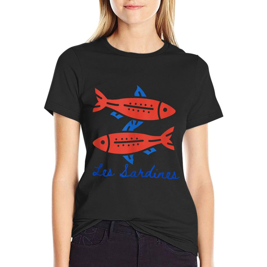 Les Sardines Fisherman Aesthetic Coastal Sardine Fish  Easy-care T-Shirt