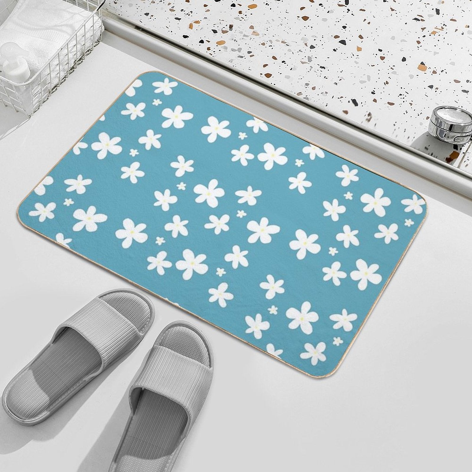 Daisy Pattern  Pet-Safe Bath Mat