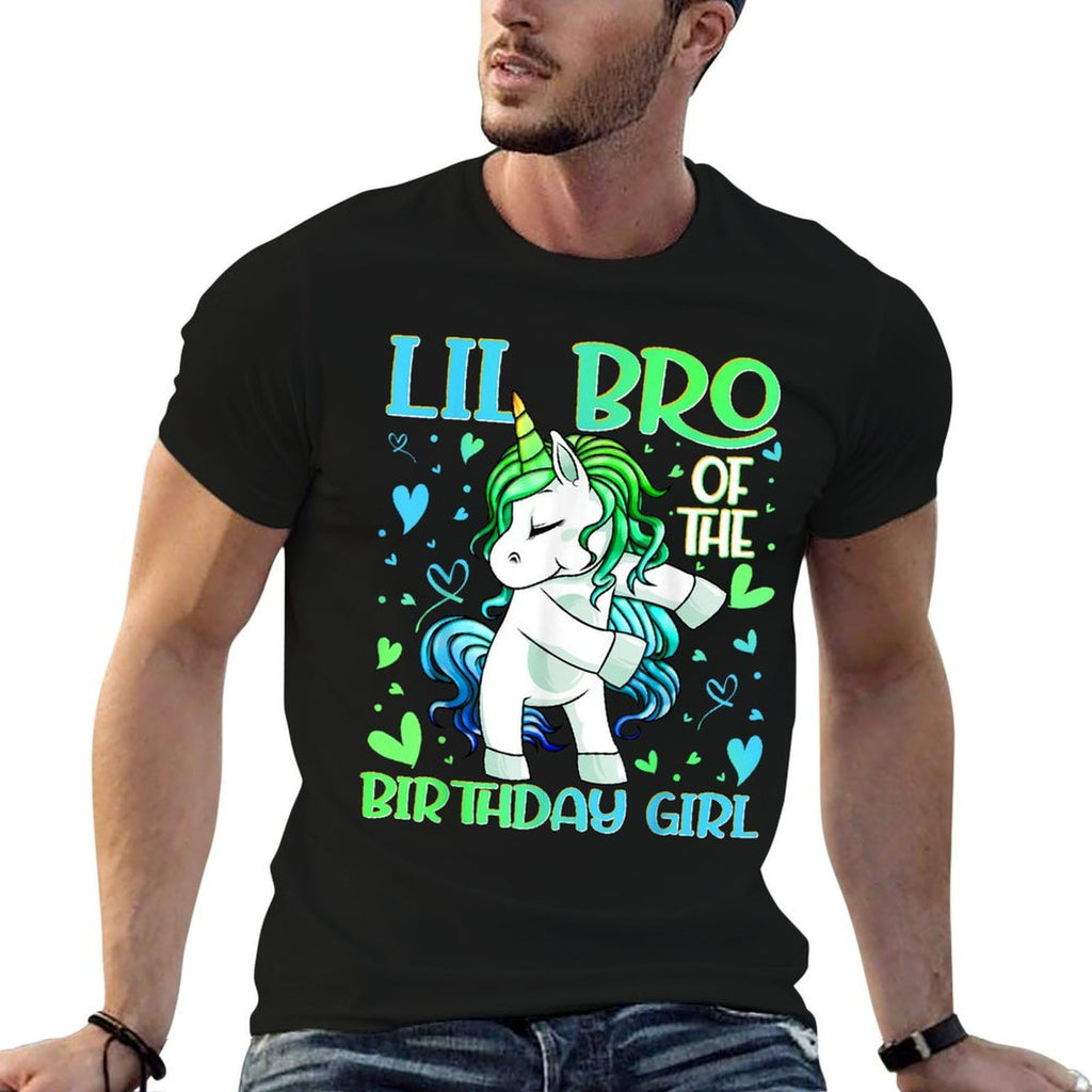 Lil Bro of The Birthday Girl Flossing Unicorn Little Brother  Heathered Texture T-Shirt