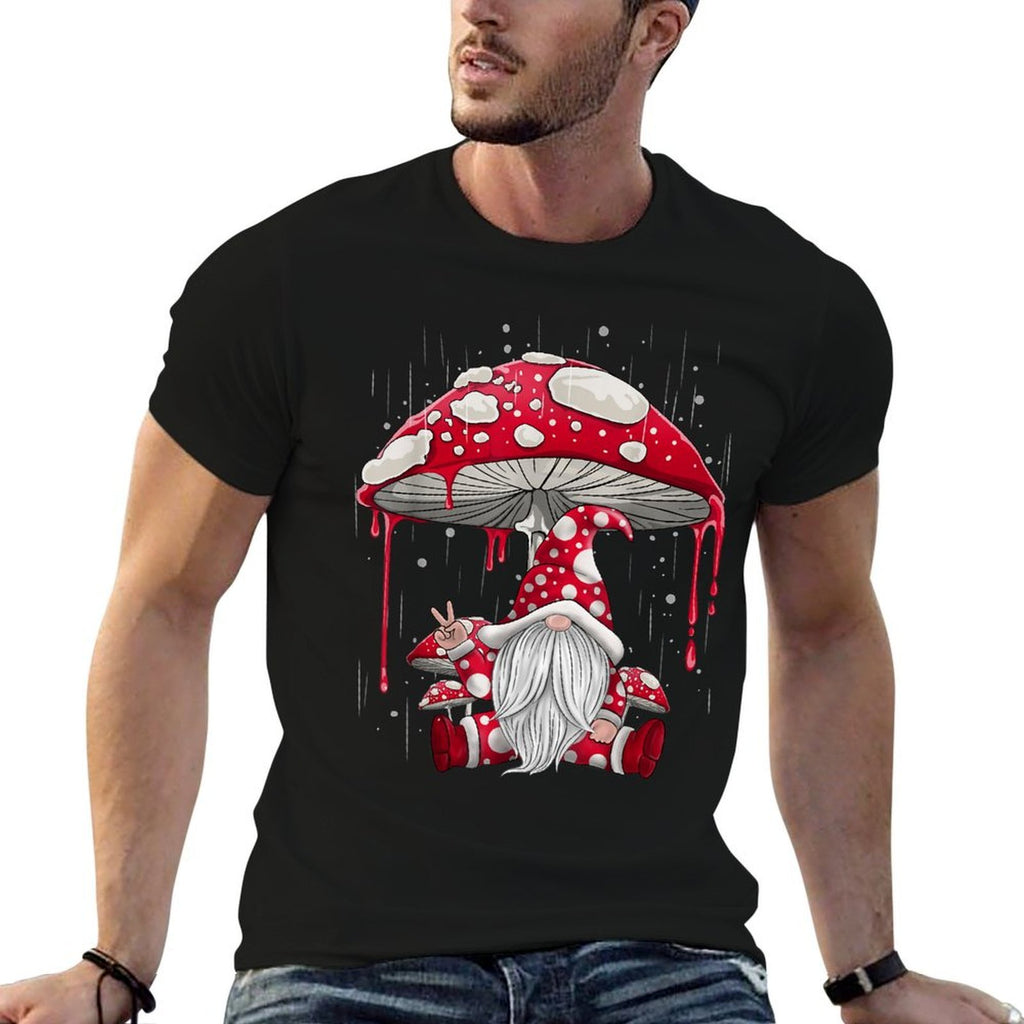 Mushroom Garden Nature Lover Gnome  Heathered Texture T-Shirt