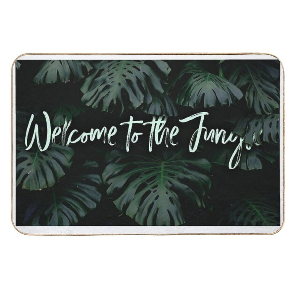 Welcome to The Jungle  Tropical Digital Collage  Repositionable Bath Mat