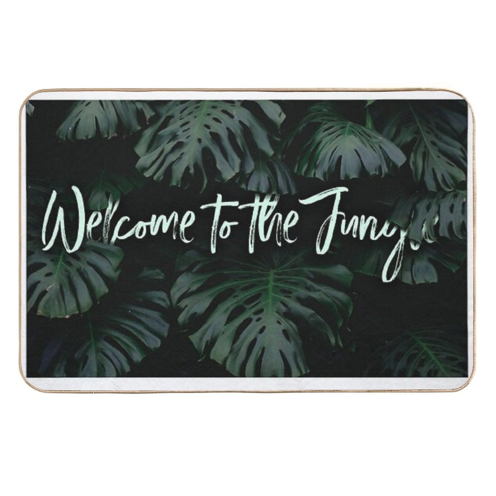 Welcome to The Jungle  Tropical Digital Collage  Repositionable Bath Mat