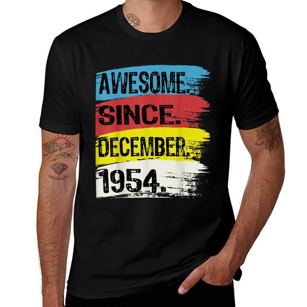 Awesome Since December 1954 Born In 1954 Funny 70th Birthday  Vintage-inspired T-Shirt