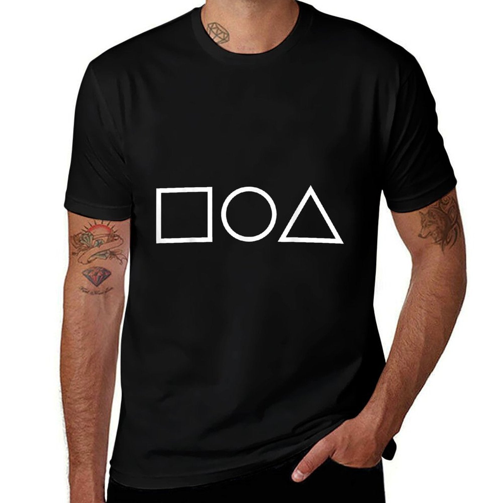Square Circle And Triangle  Minimal Geometric Design  Polyester Blend T-Shirt