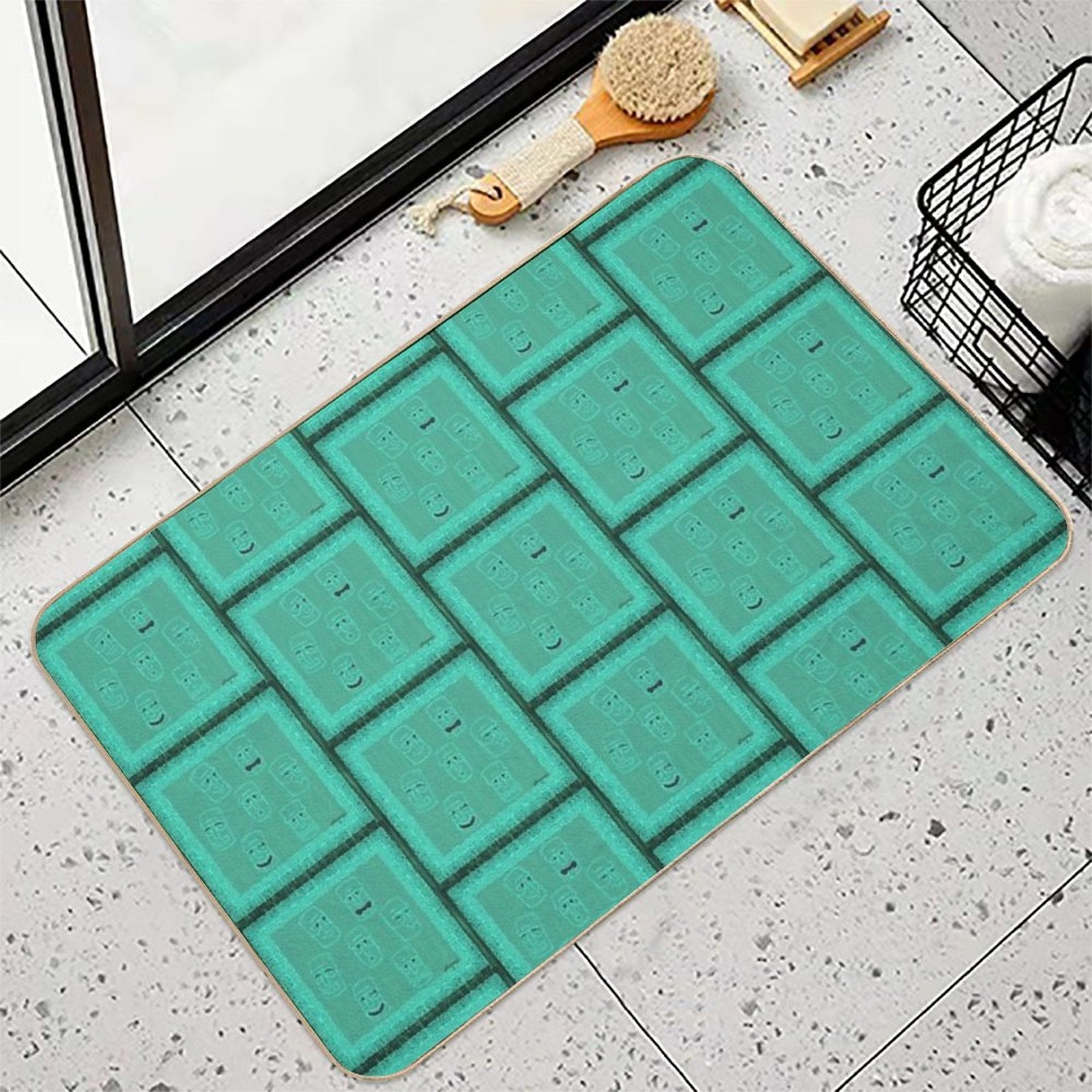 Tiki Time - Aqua Version!  Absorbent Bath Mat