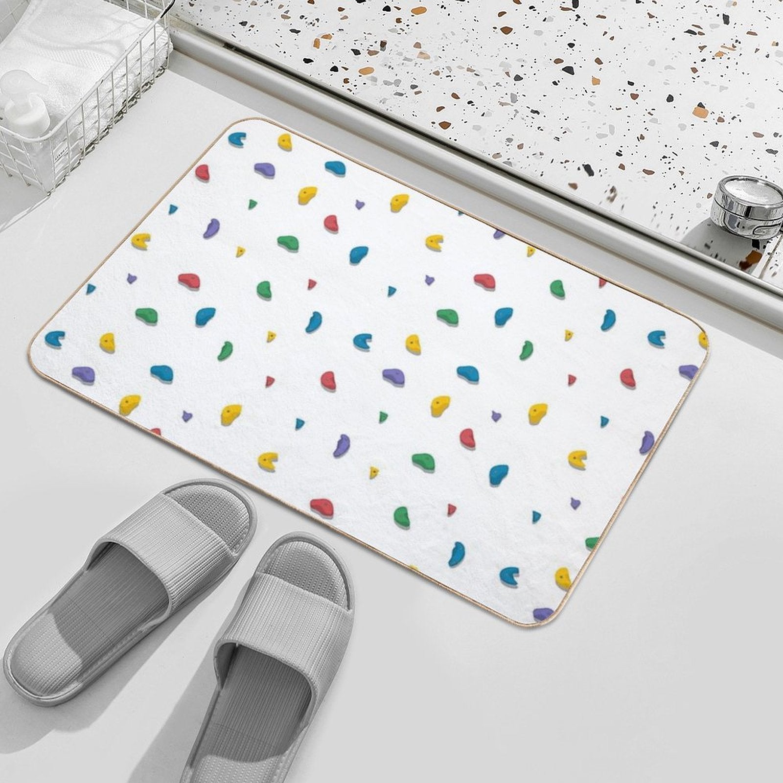 Rock Climbing Boulder Hold Pattern  Repositionable Bath Mat