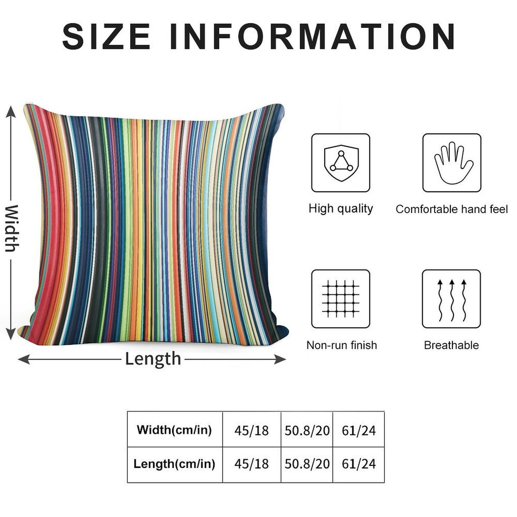 Multicolored Stripes Soft Durable Construction Throw Pillow