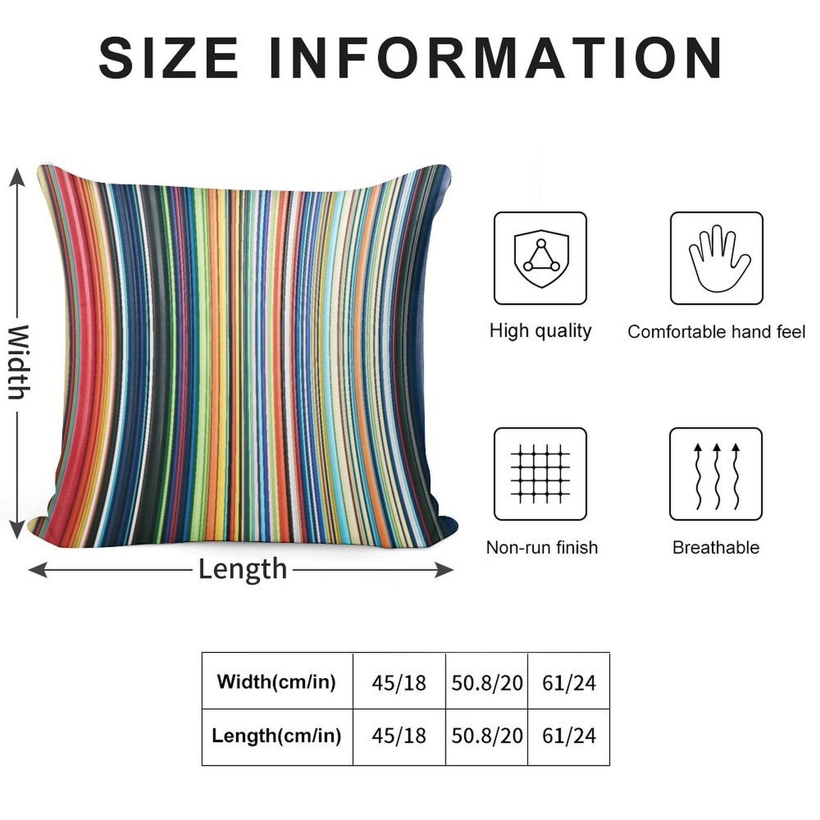 Multicolored Stripes Soft Durable Construction Throw Pillow