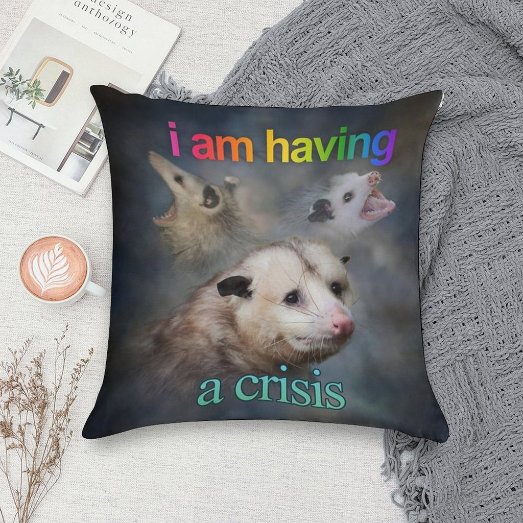 I Am Having A Crisis Possum Word Art Soft Luxury Feel Throw Pillow