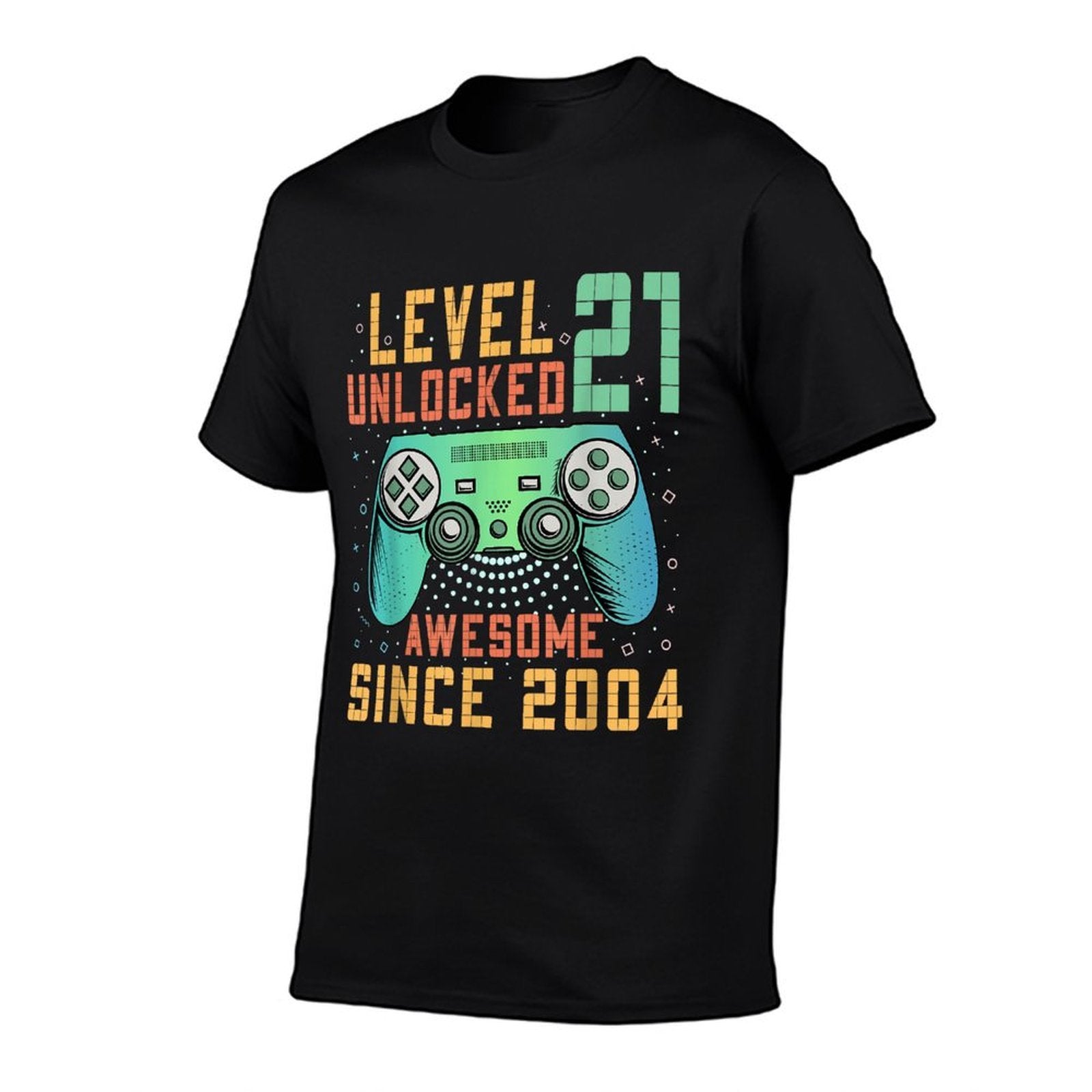 Level 21 Unlocked 21st Birthday 21 Year Old Man Gifts Gaming  Rolled Sleeves T-Shirt