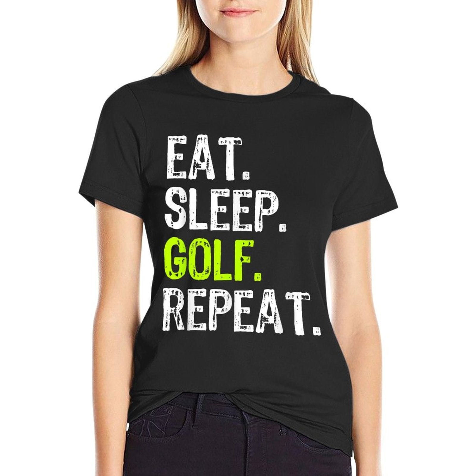 Eat Sleep Golf Repeat Golfer Golfing Funny  Heathered Texture T-Shirt