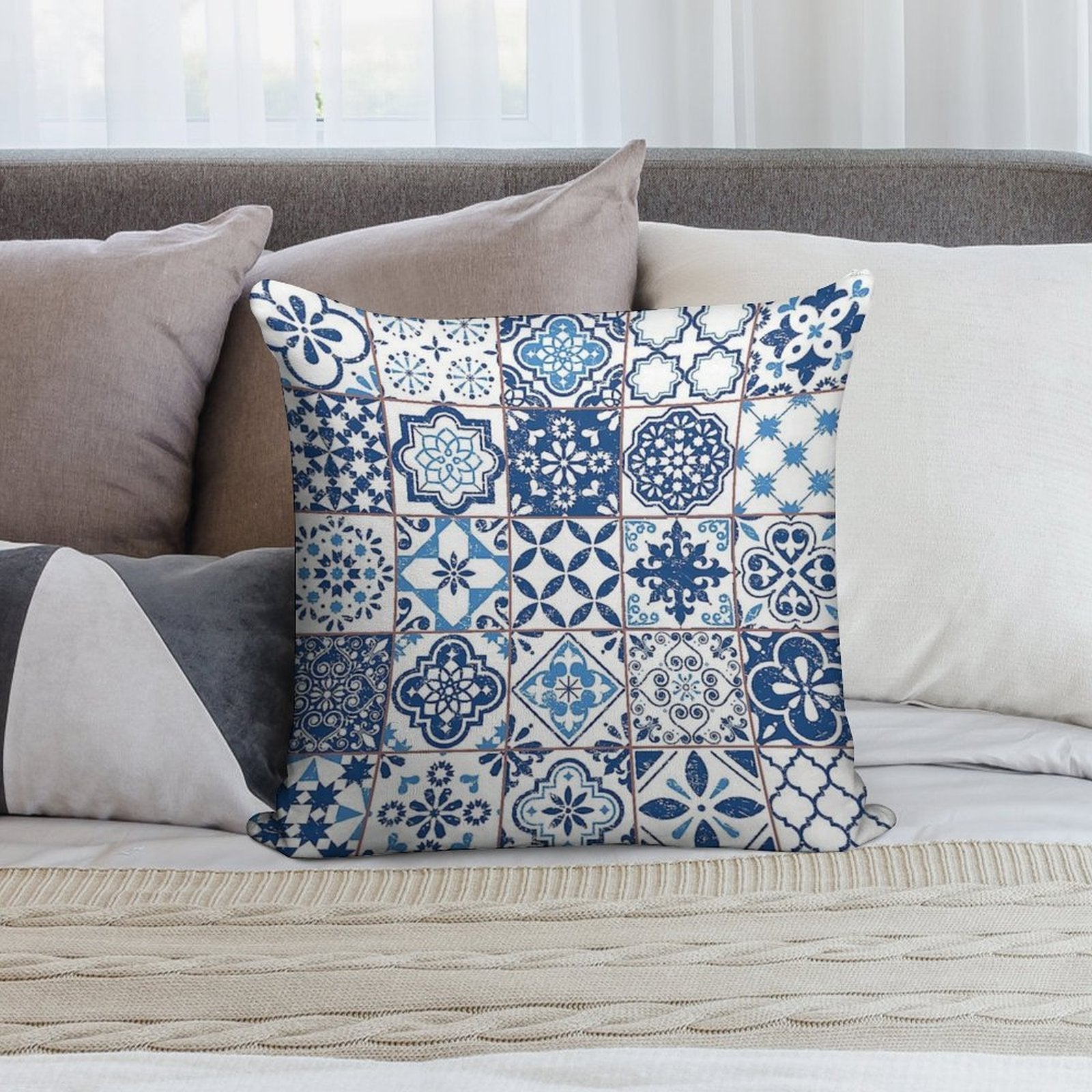 Portuguese Azulejos Soft Style Accent Throw Pillow