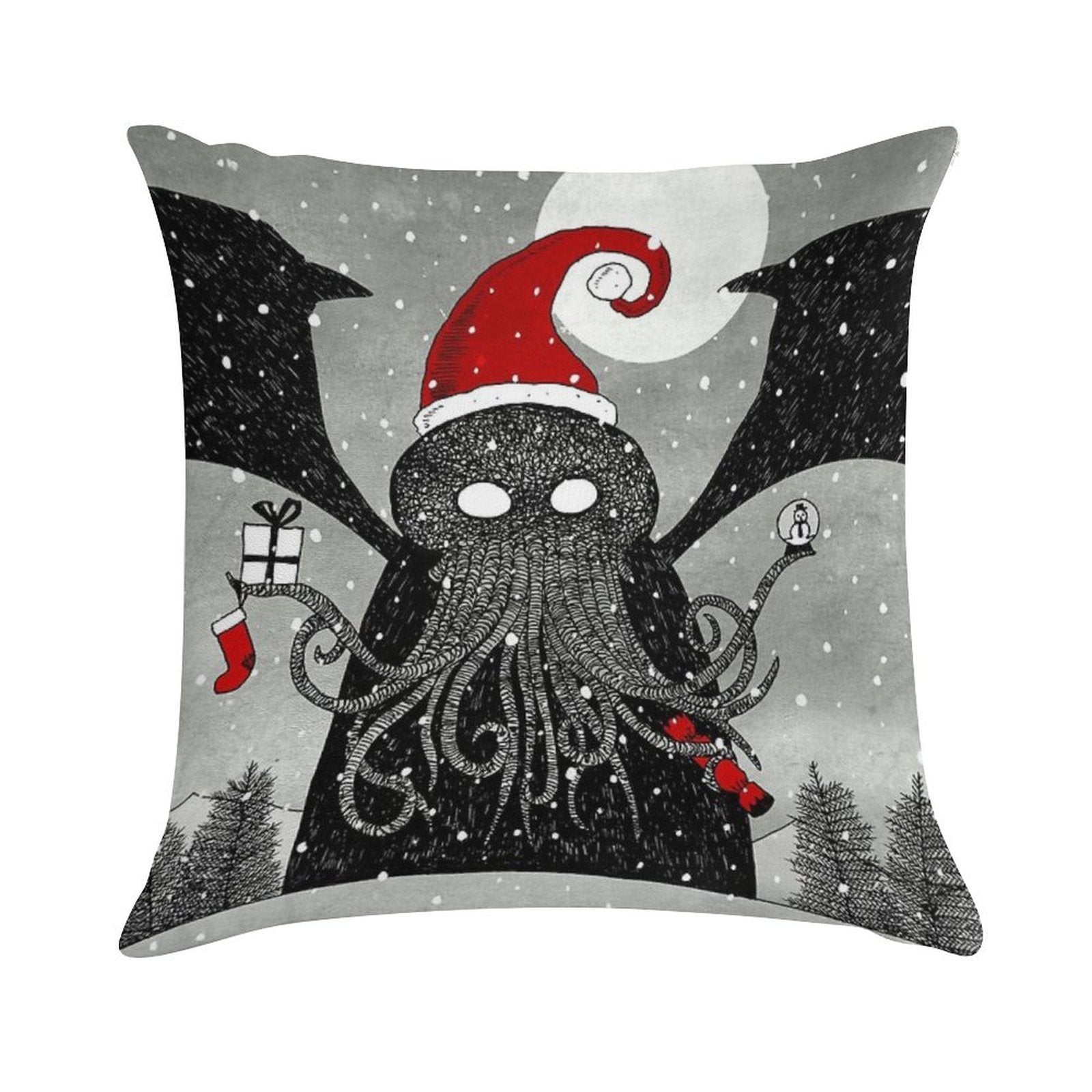 A Cthulhu Christmas Soft Hidden Zipper Throw Pillow