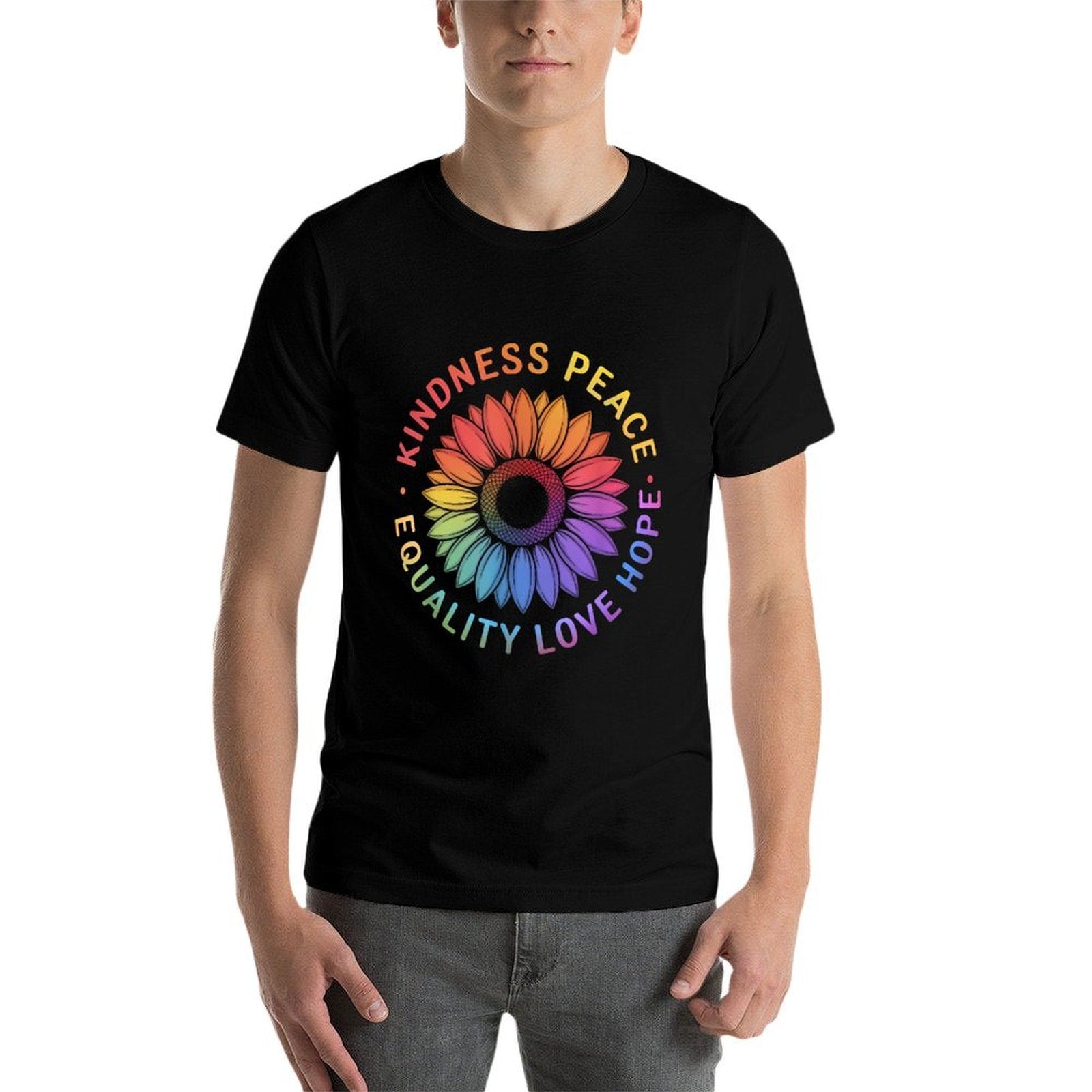 Sunflower Rainbow LGBTQ+ Gay Pride Month LGBT Ally  Easy-care T-Shirt