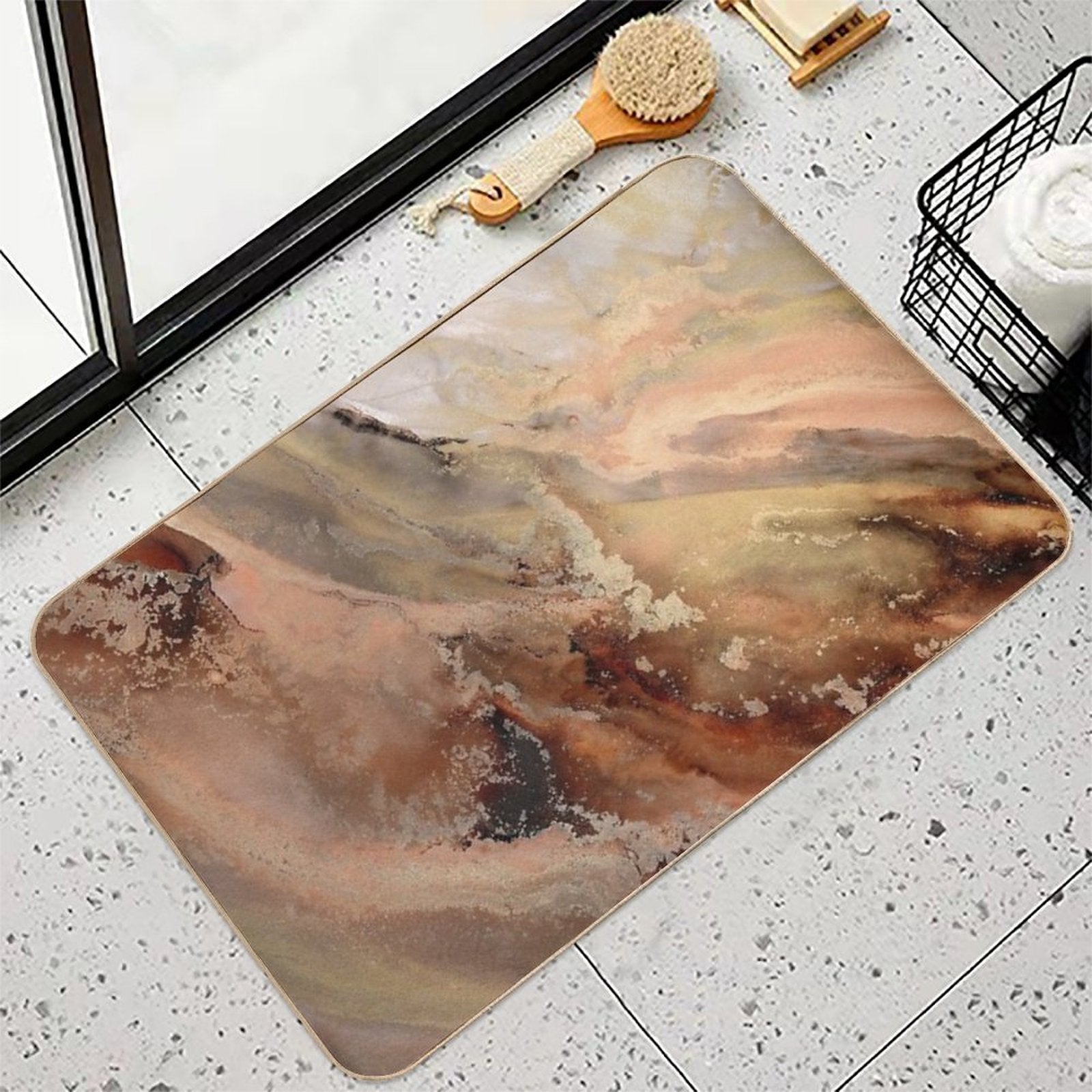 Abstract Autumn, Brown, Gold And Orange, Warm Colours, Abstract Art  Long-Lasting Bath Mat
